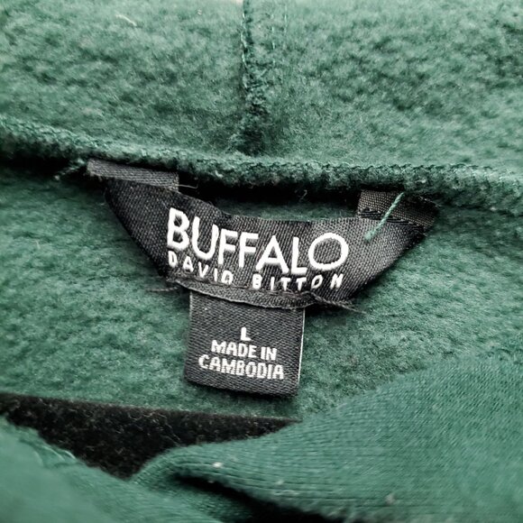 Buffalo David Bitton Top Womens Large Green Pullover Hoodie Sweatshirt - Picture 2 of 9